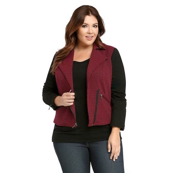 TORRID Moto Red and Black Jacket size 1 - Picture 1 of 7